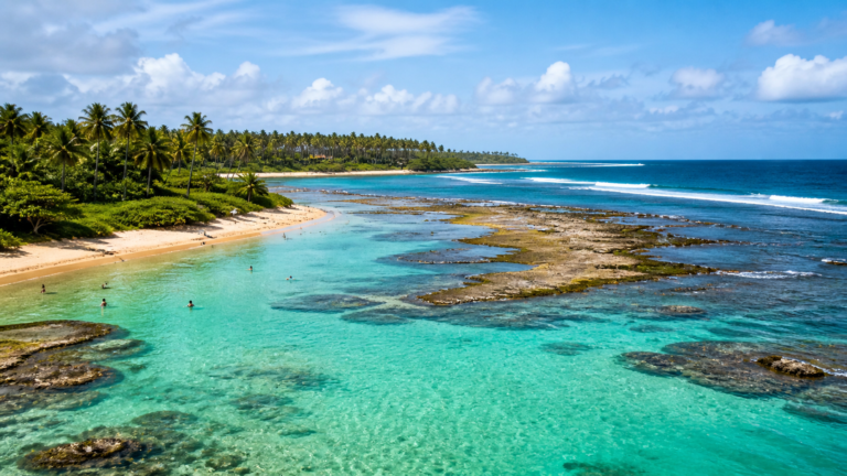 Illustrative image of a reef-protected beach near Porto de Galinhas, Brazil