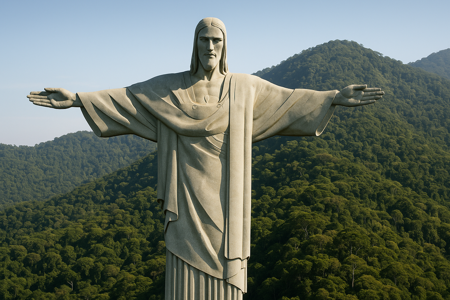 Christ the Redeemer and Sugarloaf Mountain: How to Visit Both Without Wasting Time or Money 2 Close view of the Christ the Redeemer statue surrounded by Tijuca National Park forest