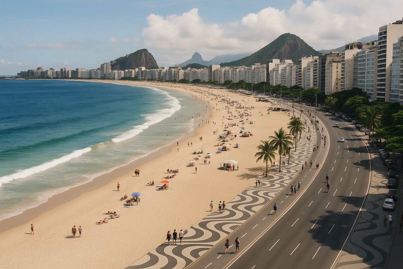 Copacabana beach coastline in Rio de Janeiro