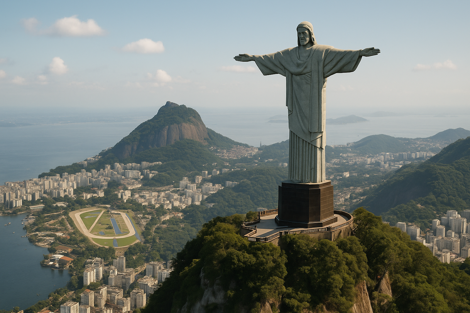 Christ the Redeemer statue on Corcovado mountain overlooking Rio de Janeiro
