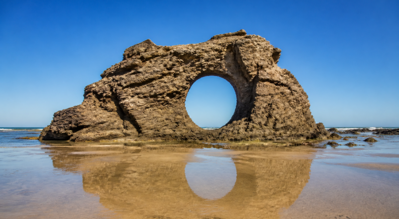 Pedra Furada rock formation in Jericoacoara at low tide