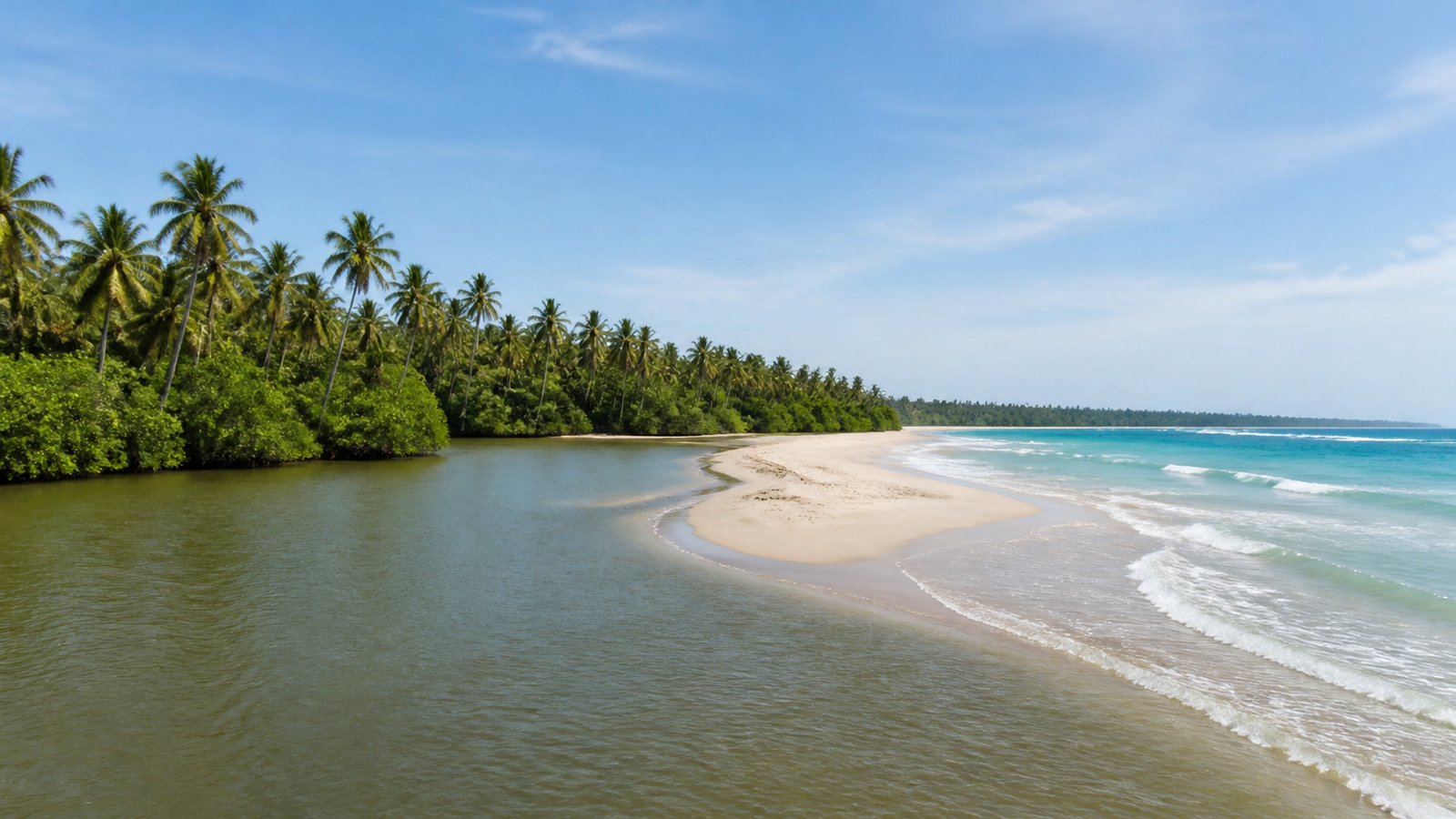 River mouth meeting the sea at Praia dos Nativos