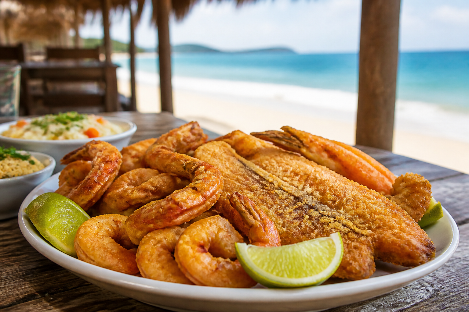 The honest guide to Praia do Futuro: Costs, safety, and the best barracas 4 A plate of fresh seafood served at a beach club table