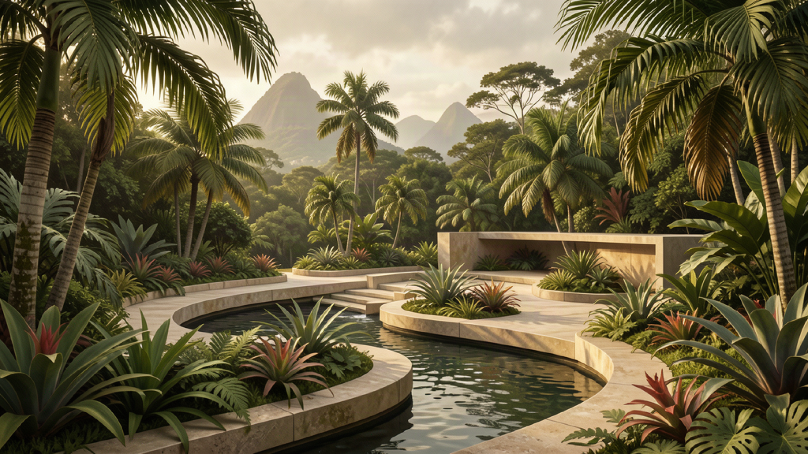 Beyond Rio's Beaches: 5 Places Worth the Detour 3 Illustrative modern tropical garden with palms and bromeliads