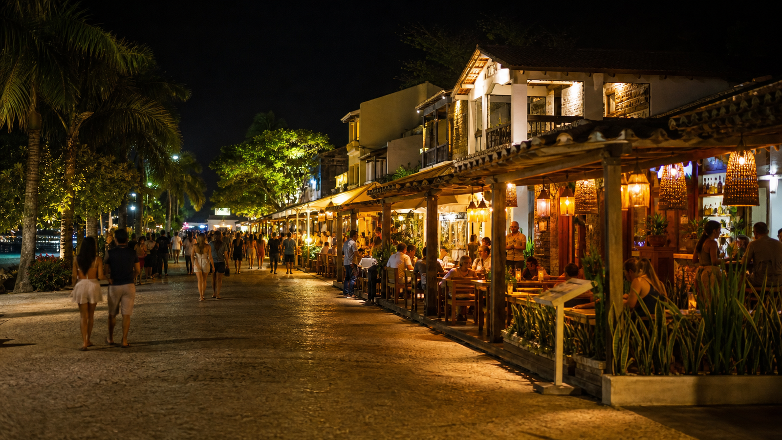 Arraial d'Ajuda Historic Center: The Perfect Walkable Itinerary 3 Lively street at night with lights and restaurants