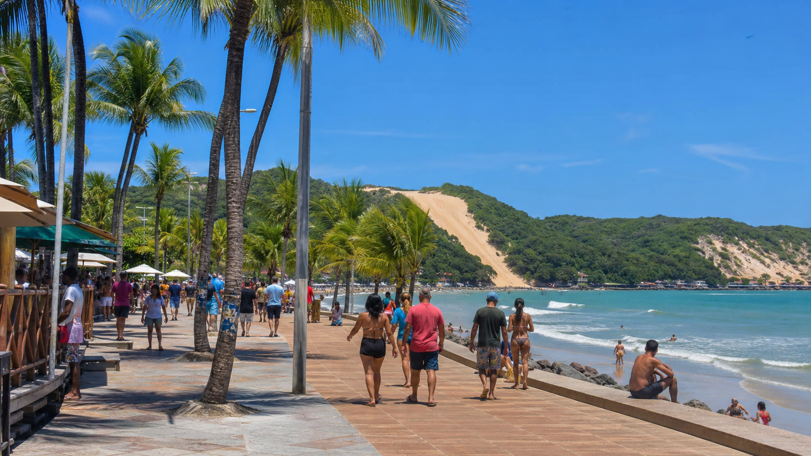 Exploring Ponta Negra: A Walkable Guide to Natal's Most Famous Beach Neighborhood 2 Pedestrian calçadão boardwalk along Avenida Erivan França in Ponta Negra, Natal
