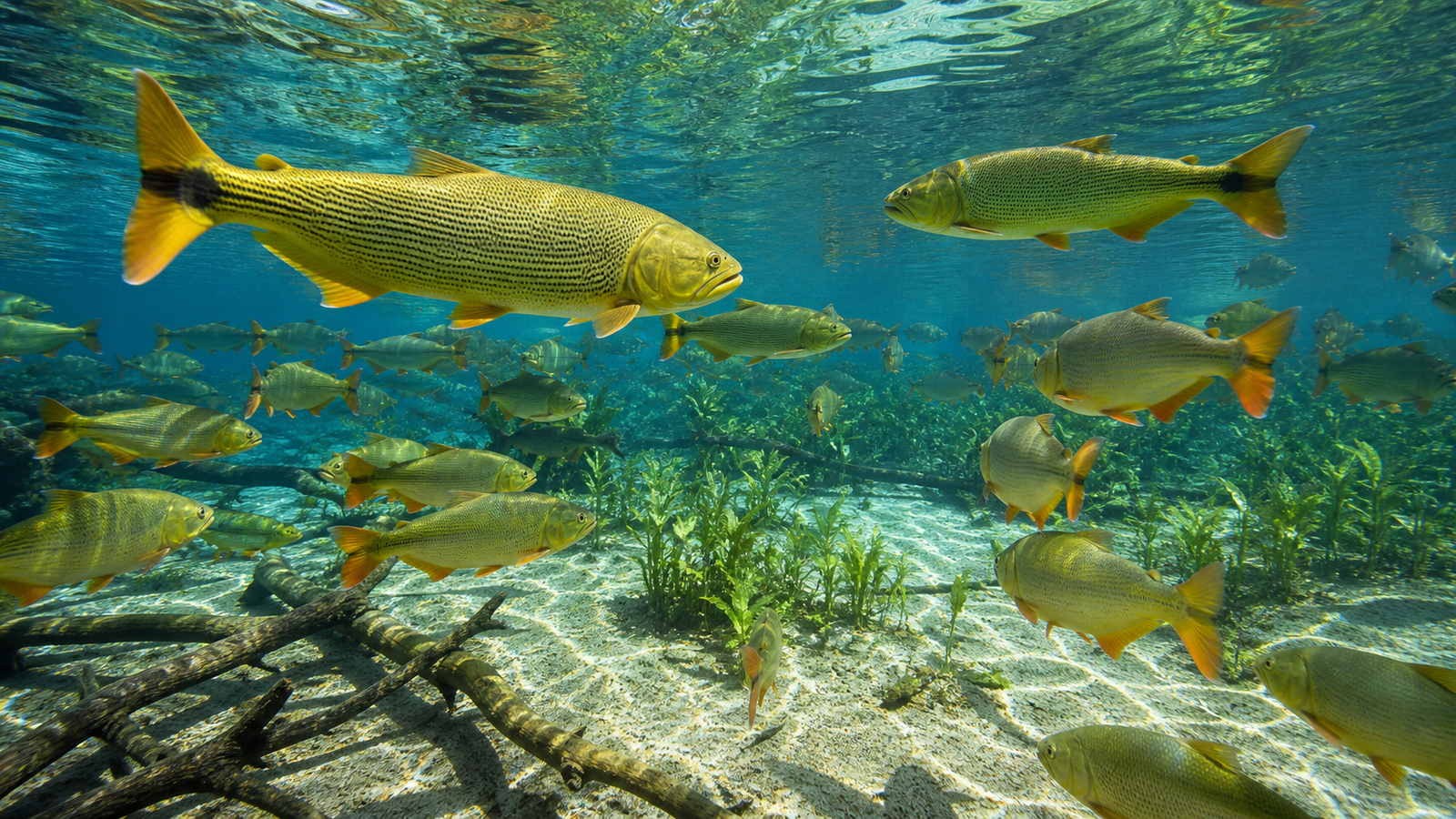 Rio da Prata & Gruta do Lago Azul: The Honest Guide to Visiting Bonito’s Top Two Attractions in One Day 3 Underwater view of crystal clear river snorkeling at Rio da Prata with schools of piraputanga fish