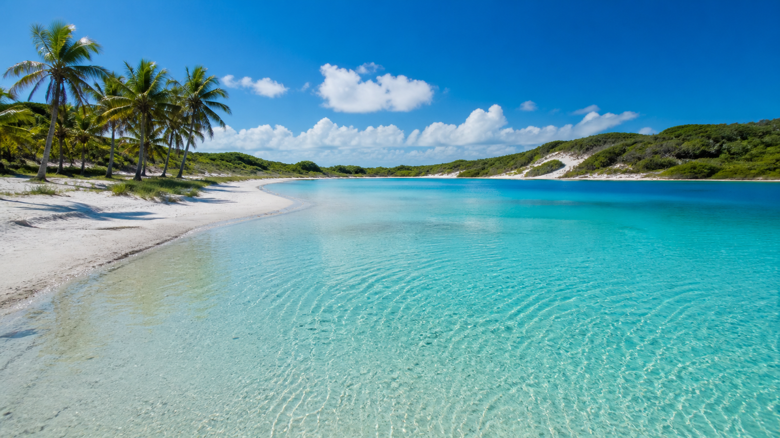 Natal Beyond the Obvious: 6 Secret Beaches and Lagoons Worth the Day Trip 1 Panoramic view of a crystal-clear freshwater lagoon near Natal with white sand and tropical greenery under bright sunshine